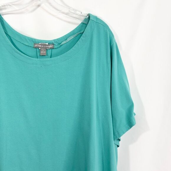 Jessica London 30W 32W Top‎ 3X Green Short Sleeve Tee Swing Trapeze A Line 790 - Picture 5 of 10